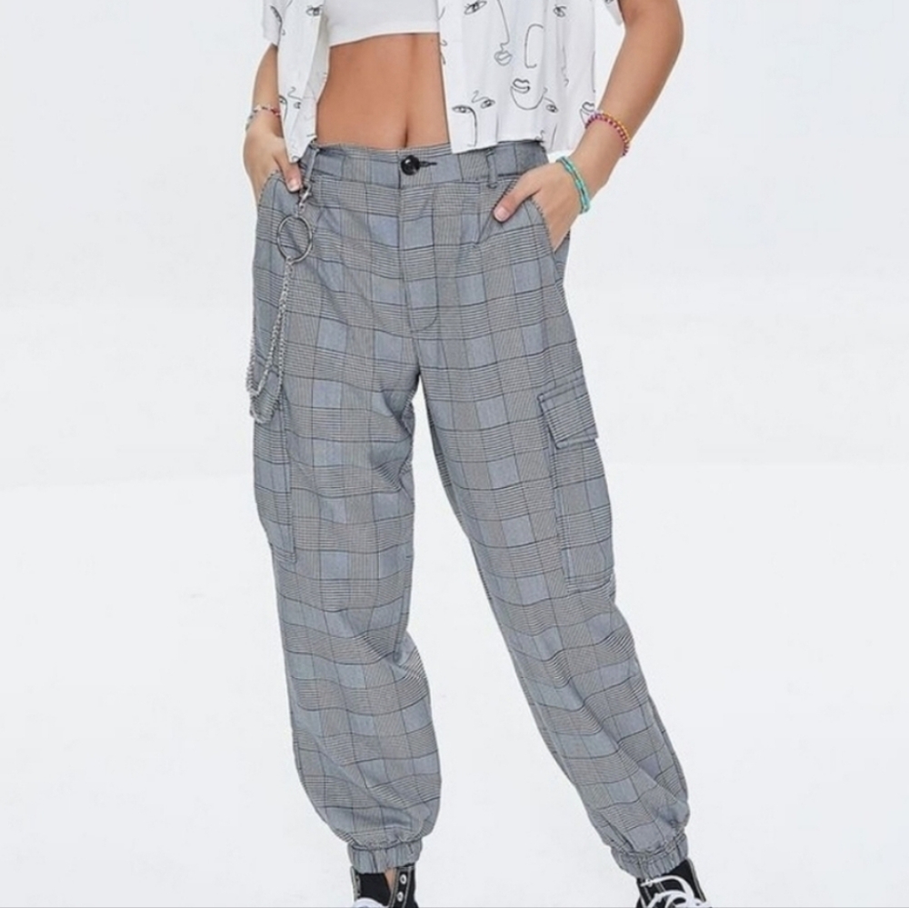 Plaid Cargo Joggers F21